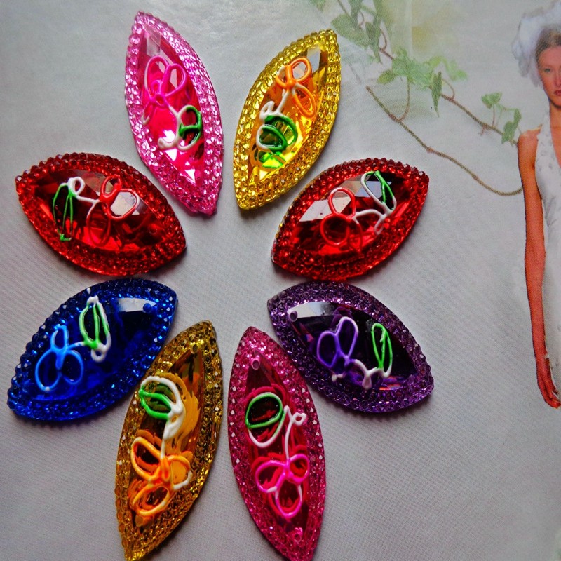 New fashion big horse eye rhinestones red, purple and blue flat bottom hand-sewn rhinestones 2 holes crystal DIY clothes bag accessories