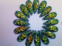 Blue gold long water drop water drill hand-sewn drill clothes flat bottom 2 holes decoration drilling DIY decorative accessories