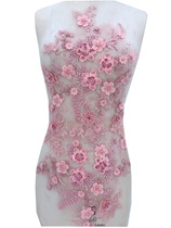 Upscale pink nail beads solid flowers appliques lace appliques 62x32cm wedding dresses DIY decorative accessories