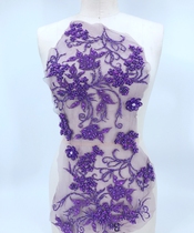 14#重工紫色钉珠蕾丝花边辅料 solid flowers with floral diy accessories with floral flakes