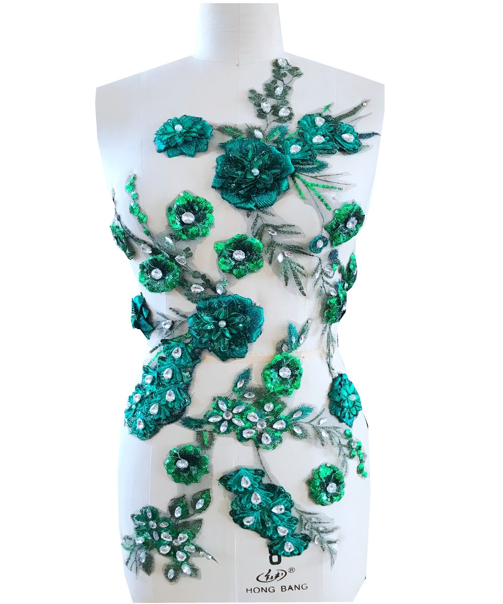 Green Nail Pearl Embroidered Solid Lace Flowers Bronzed Floral Lace Accessories Decoration Flowers Clothing Breaking Holes Applieca Floral Accessories Floral Accessories Floral Accessories