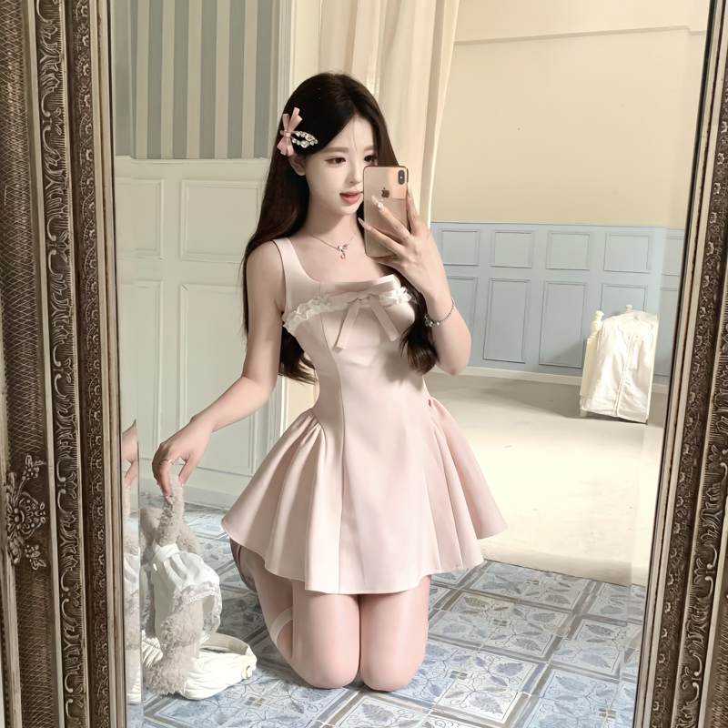 Light Pink Sweet Princess Lace Dress, Girl's Waist-Cinching Puffy Skirt, Cute Skirt Shebyshj Vietnam Light Pink Sweet Princess Lace Dress, Girl's Waist-Cinching Puffy Skirt, Cute Skirt Shebyshj Vietnam