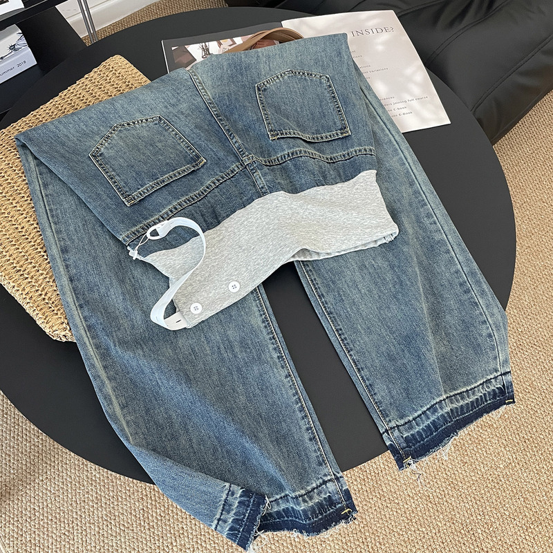 Maternity Denim Wide-Leg Pants 2026 Spring and Autumn Thin Style Loose Outerwear Autumn Wear Belly Support Pants Long Straight-Leg Floor-Length Pants Maternity Denim Wide-Leg Pants 2026 Spring and Autumn Thin Style Loose Outerwear Autumn Wear Belly Support Pants Long Straight-Leg Floor-Length Pants