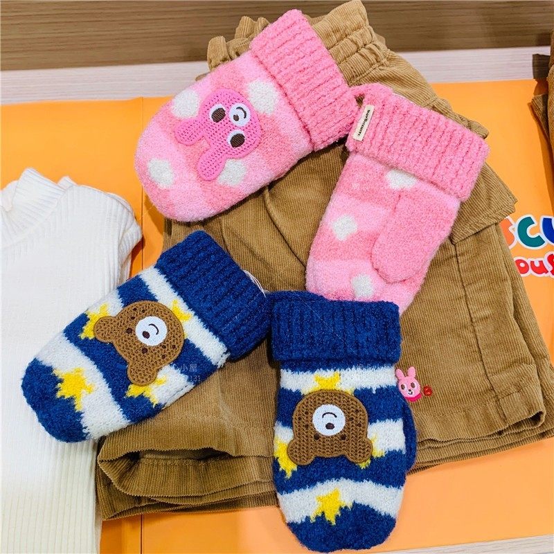 September ultra-special price Japan mikihouse hb small bear small rabbit even finger warm gloves 73-7601-453-Taobao