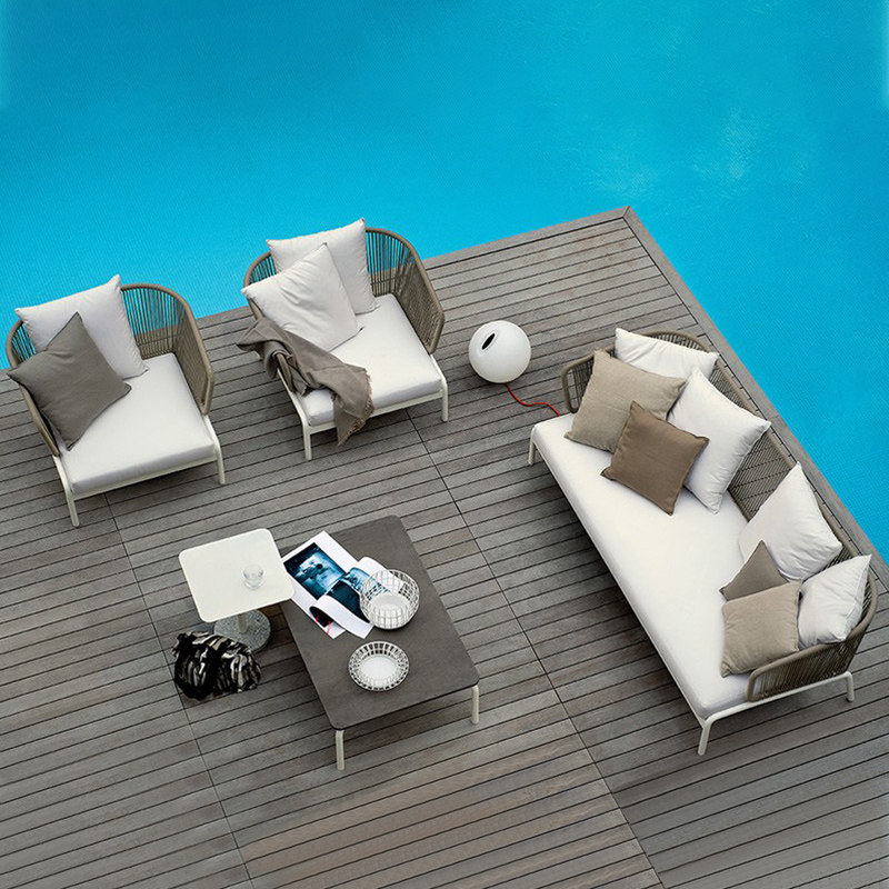 Outdoor rattan sofa villa courtyard terrace greenhouse hotel outdoor furniture custom rattan chair coffee table combination sunscreen