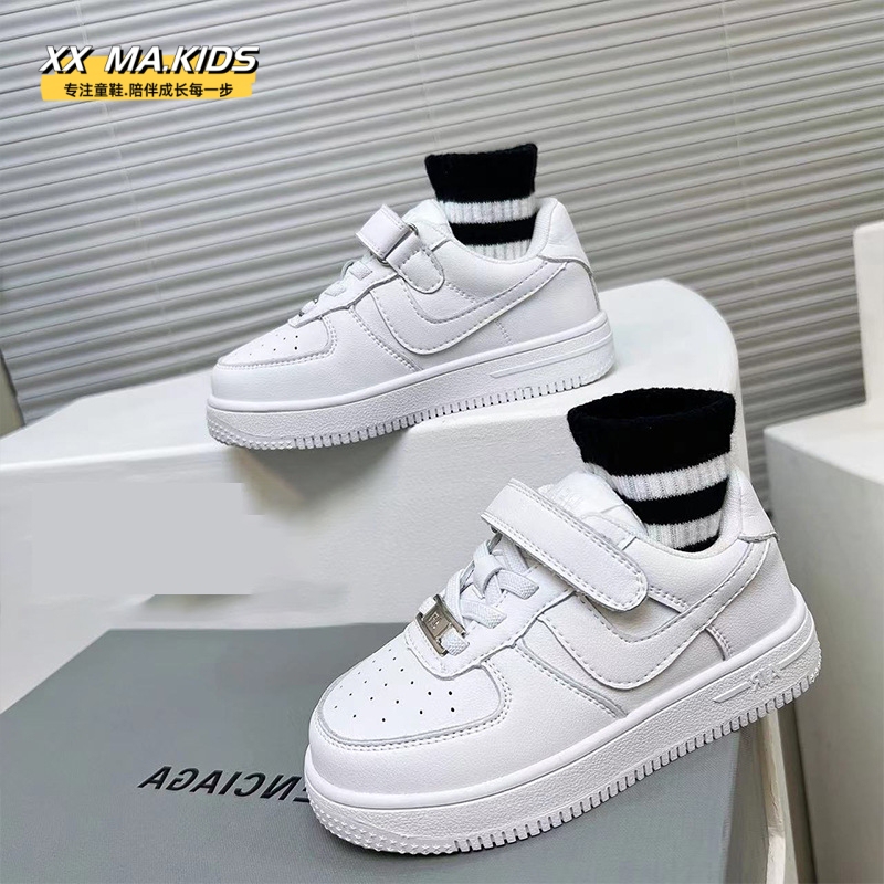 Children's Sports White Shoes 2026 New Spring and Autumn Girls' Shoes Genuine Leather Air Force One Boys' Shoes Baby Shoes