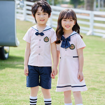 Kindergarten Summer Clothing Garden Clothes Elementary Students School Uniforms Children Yinglun College Wind Class Clothes Graduation Photo Pure Cotton Short Sleeve Suit