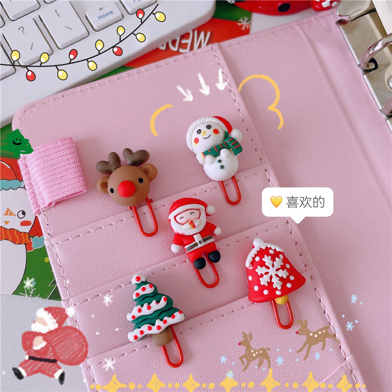 Creative students cute cartoon Christmas Elk Backshaped needle clamp office stationery supplies