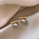 French Clay May Niche Hemp Balance Beam Pearl Earrings for Women, Vintage High-End Earrings, Small Ear Accessories