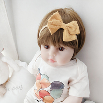 Yellow bow baby hair band cute princess baby headgear baby fontanelle floral headdress full moon birthday simple