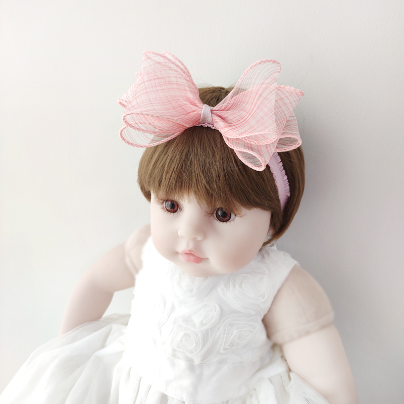 Korean version of pink bow baby headband cute princess baby birthday headdress super cute baby fontanelle head flower