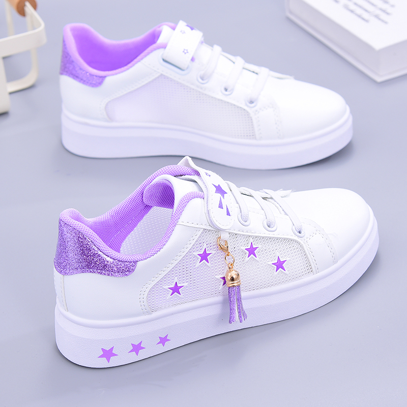 Summer Breathable Mesh Sneakers for Young Girls, Suitable for Ages 5 to 15, with 9 Perforations and White Mesh Design Summer Breathable Mesh Sneakers for Young Girls, Suitable for Ages 5 to 15, with 9 Perforations and White Mesh Design