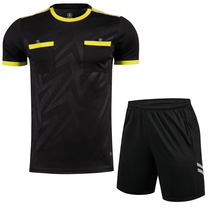 Nouvel uniforme darbitre de football manches courtes combinaison short absorbant la transpiration et respirante facture fournie noir