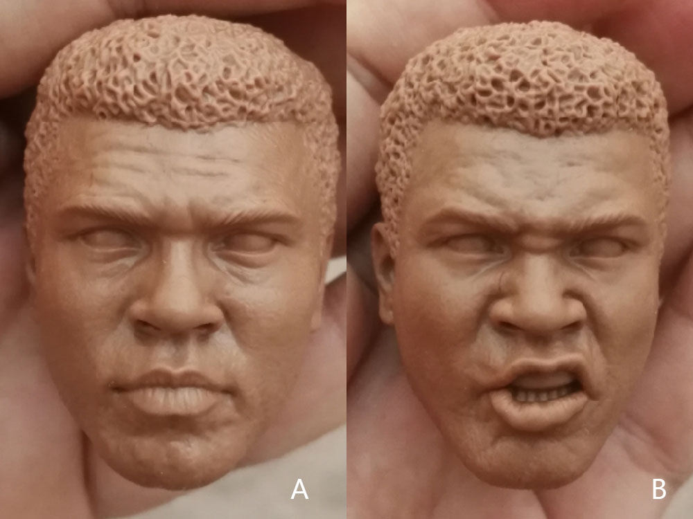 1 6 White mold world boxing king Ali's head carving common anger two expressions