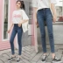 Quần jeans nữ mùa xuân và thu đông 2019 mới eo cao là quần lửng co giãn hoang dã bó sát quần skinny 9 chân mỏng - Quần jean thời trang công sở nữ cao cấp Quần jean