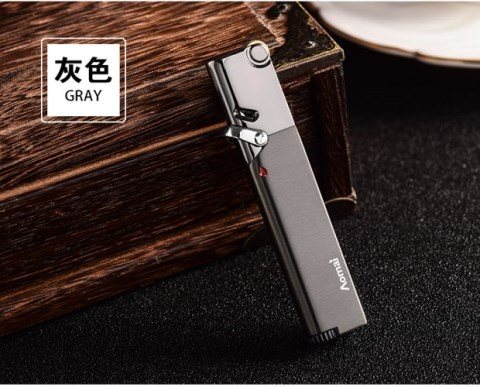 Omai siêu mỏng cá tính tiện lợi tùy chỉnh chữ thẳng vào bánh xe mài kim loại màu xanh ngọn lửa bơm hơi nhẹ để gửi bạn trai bật lửa mini