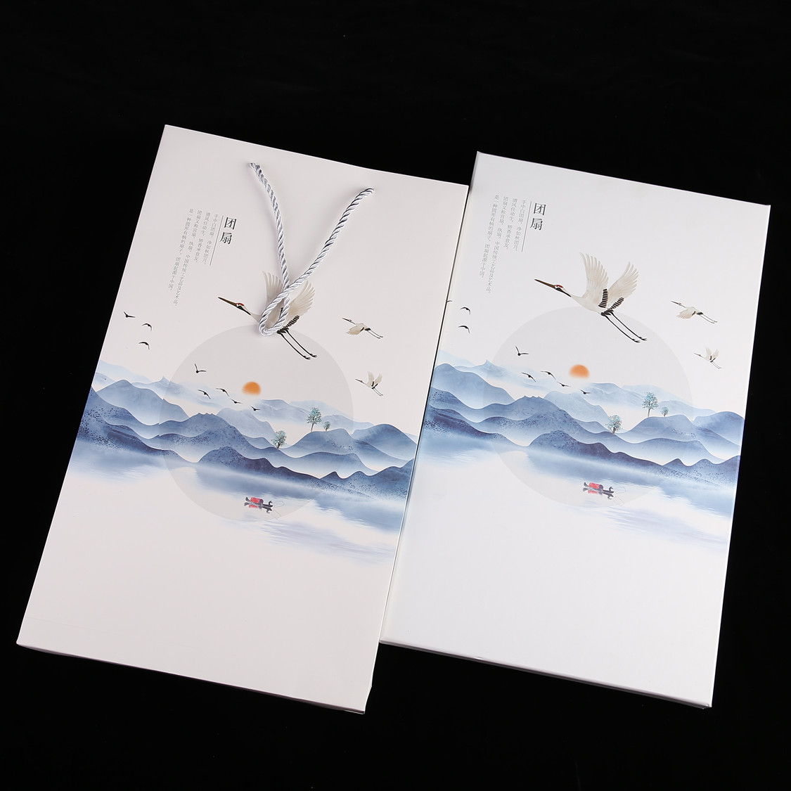 Group fan gift box set of Chinese ancient air palace fan box handbag gift packaging fan packaging box fan contains cardboard bag