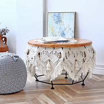 Nordic small coffee table round simple household table living room modern small apartment coffee table solid wood metal table