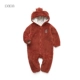 Papa leo mùa thu và mùa đông bé giả da cừu jumpsuit trùm đầu romper quần áo cotton bé ha quần áo 0-3 tuổi