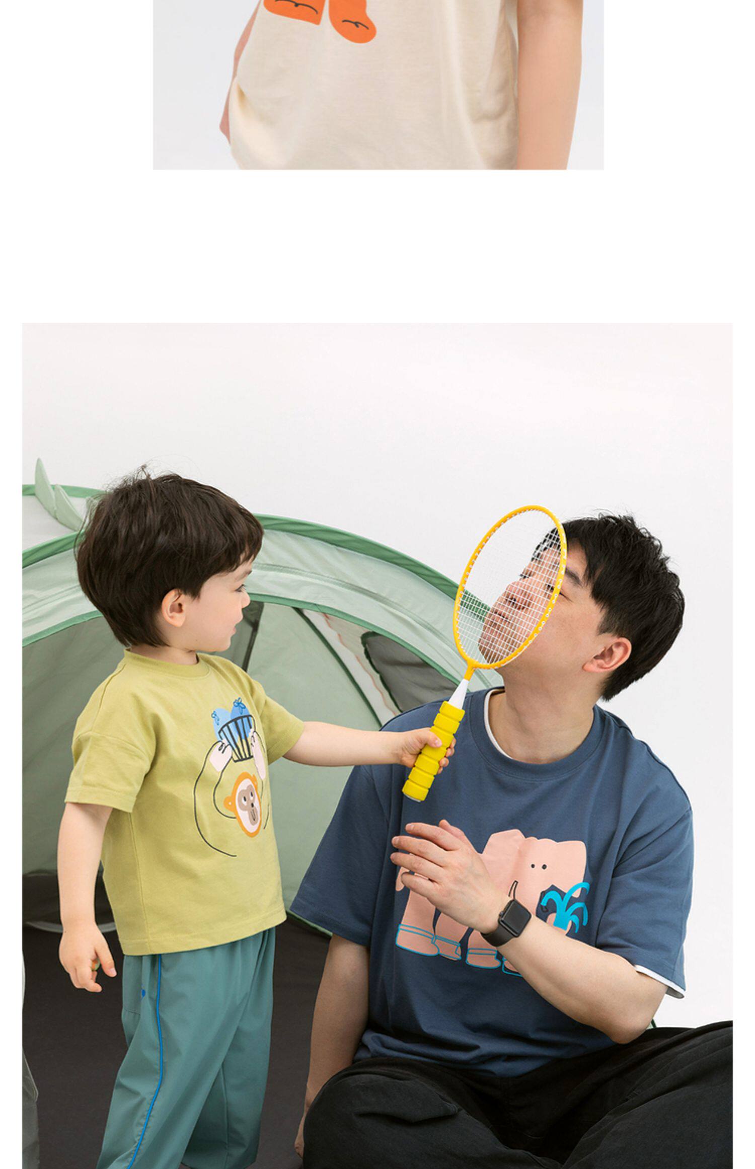 Совместное имя детской одежды папа лезет& красный гора зоопарк отцовство Футболка лето ребенок семья из троих хлопок      