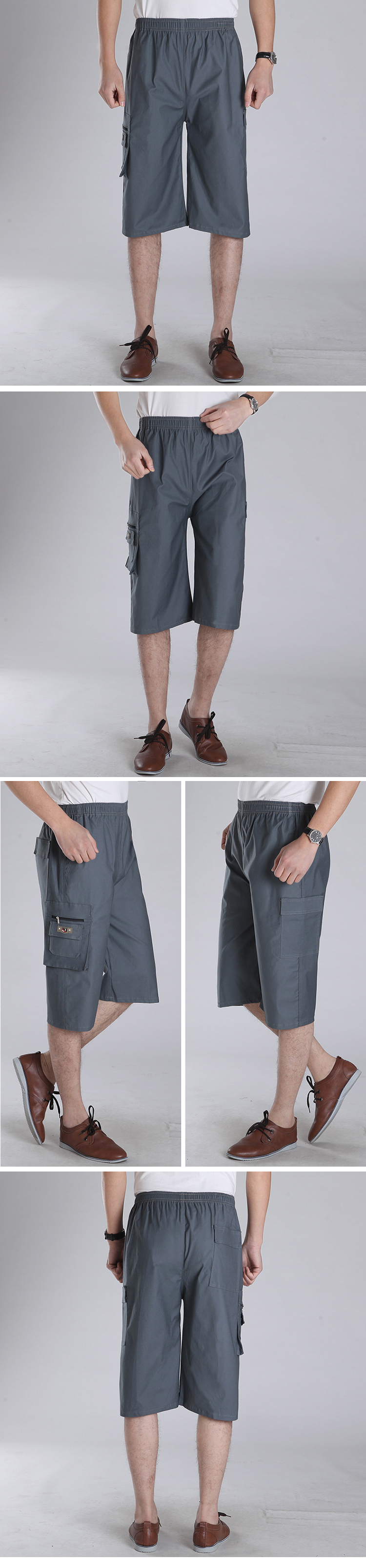 Mùa hè trung niên quần short nam cotton cộng với phân bón XL cha năm quần trung niên quần để mặc phần mỏng quần kaki