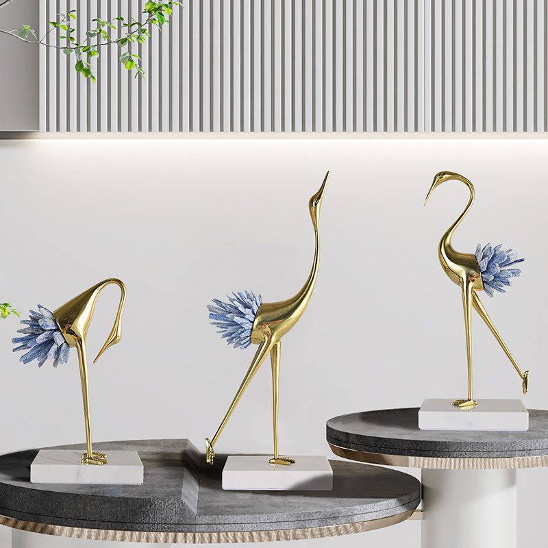 Light Extravaganza Crystal Fairy Crane Nordic New Chinese Style Home Decoration Goods Living Room Genguan TV Cabinet-Like Board Room Furnishing