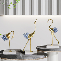 Light luxury ornaments crystal crane Nordic new Chinese home decoration living room porch TV cabinet model room furnishings