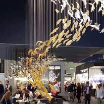 Shopping mall shop hanging decoration hotel lobby decoration home restaurant walkway glass pendant simulation feather art hanging decoration