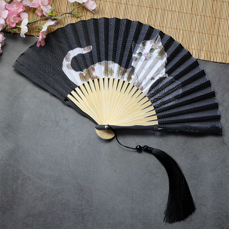 Cartoon cat creative women's cute folding fan Japanese-style and wind cotton summer portable folding fan