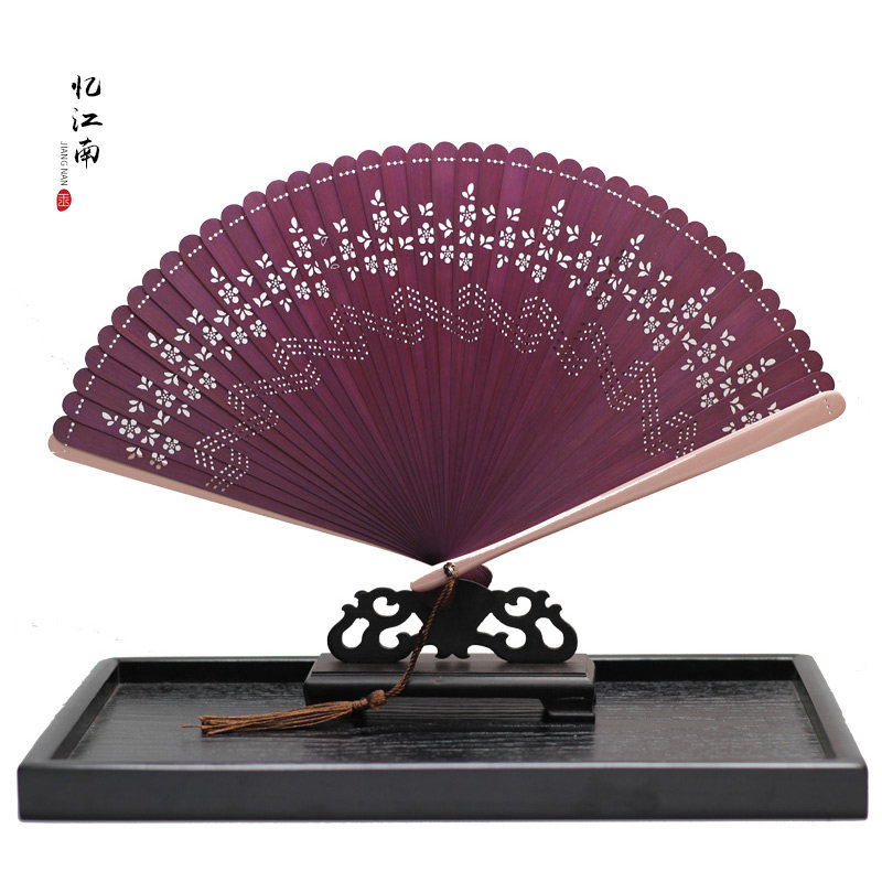 Beijing fan fan fan hollow carved mini-carved mini-portable folding fan Chinese style classical court fan