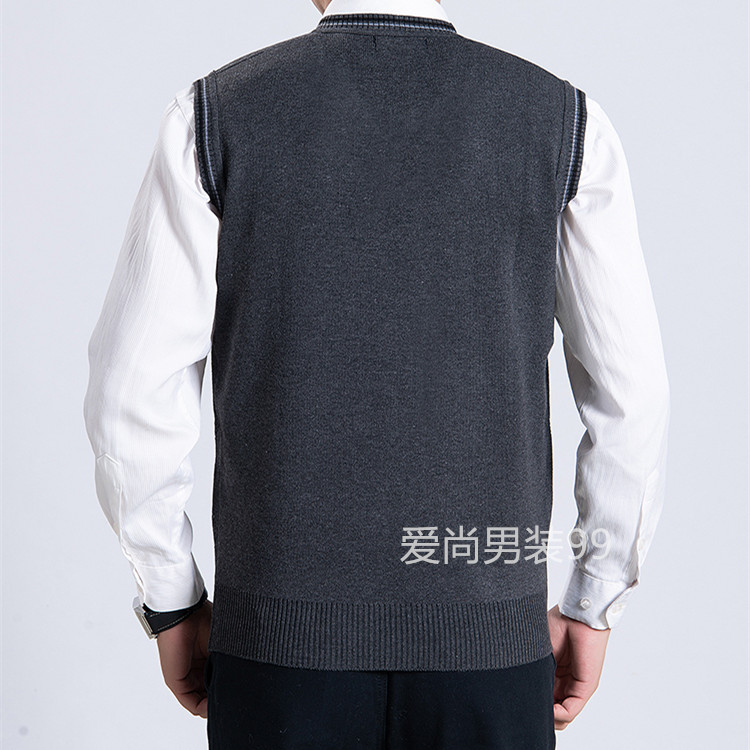Áo len dệt kim nam cổ chữ V dày không tay áo len đan áo vest vest cỡ lớn đồ vét nam
