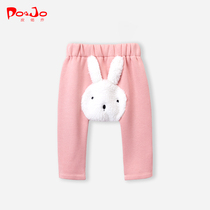Piao Qiao autumn and winter men and women Baby long pants big pp butt pants wear plus velvet thick warm pants