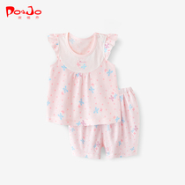 Leather Jo Vest Suit 0 Summer Girl Clothes Baby Clothes Baby Two Sets Of Summer Clothing Shorts 3 Years Of Pure Cotton