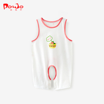 Piao Qiao newborn baby open clothes for boys and girls baby sleeveless jumpsuit Ha clothes Climbing summer thin