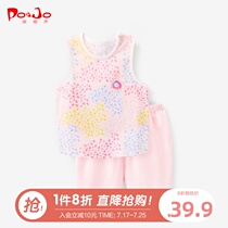Pirojo baby small vest set summer boys and girls baby shorts two-piece summer 0-3 years old cotton