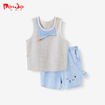 Piduqiao summer baby suit boys and girls baby childrens clothing two-piece clothes handsome and fashionable summer