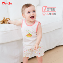 Piduo Joe small vest set summer thin boys and girls newborn baby clothes baby shorts cotton two-piece set