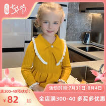 Girl Lian Dress Bebe Bean Din 2022 New Child Princess Skirt Little Girl Long Sleeve Knit Skirt Spring Autumn