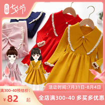 Girl Sweater Spring Dress Foreign Air 2022 New Trendy Little Girl Long Sleeve Outside Wearing Knit Princess Dresses Girl Autumn