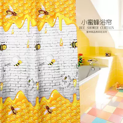 Polyester fiber shower curtain high-grade waterproof thickened mildew-proof bathroom partition window with straight rod type telescopic shading opacity