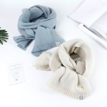 Winter thickened solid color double-sided boys and girls knitted scarf Korean version of parent-child scarf pineapple wool scarf women