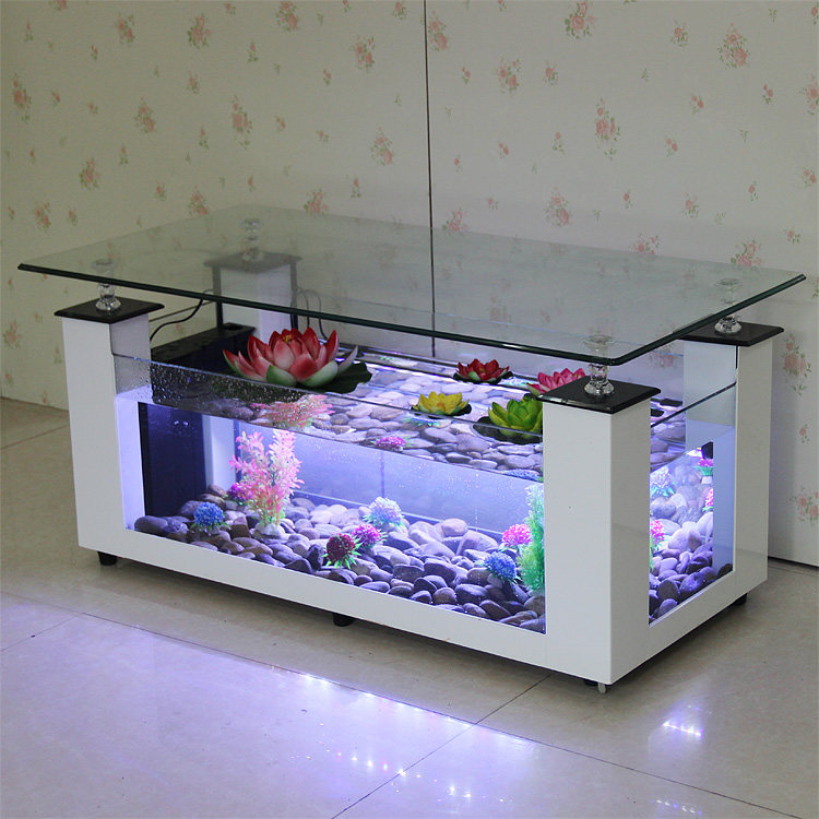 Coffee table fish tank living room home study rectangular creative eco-free water glass goldfish tank aquarium custom
