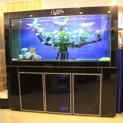 Ultra-white glass red dragon tank Living room office large and medium-sized rectangular ecological bottom filter lower filter aquarium customized