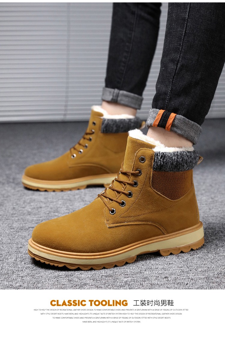 Giày tuyết mùa đông giày nam cộng với giày nhung cotton nam không thấm nước đệm ấm Martin ủng cotton ngắn phiên bản Hàn Quốc của thủy triều sinh viên giày boot nam cao cổ hàn quốc