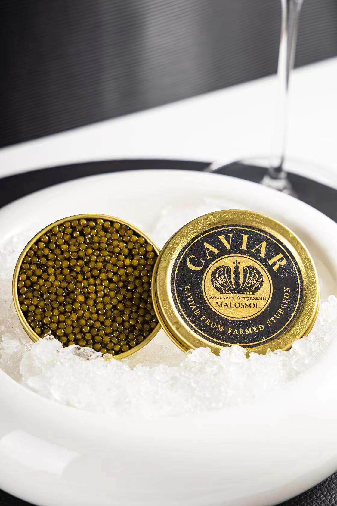 Allah King sturgeon caviar ready-to-eat caviar deep-sea 7-year-old sturgeon black caviar canned 10g sushi large particles