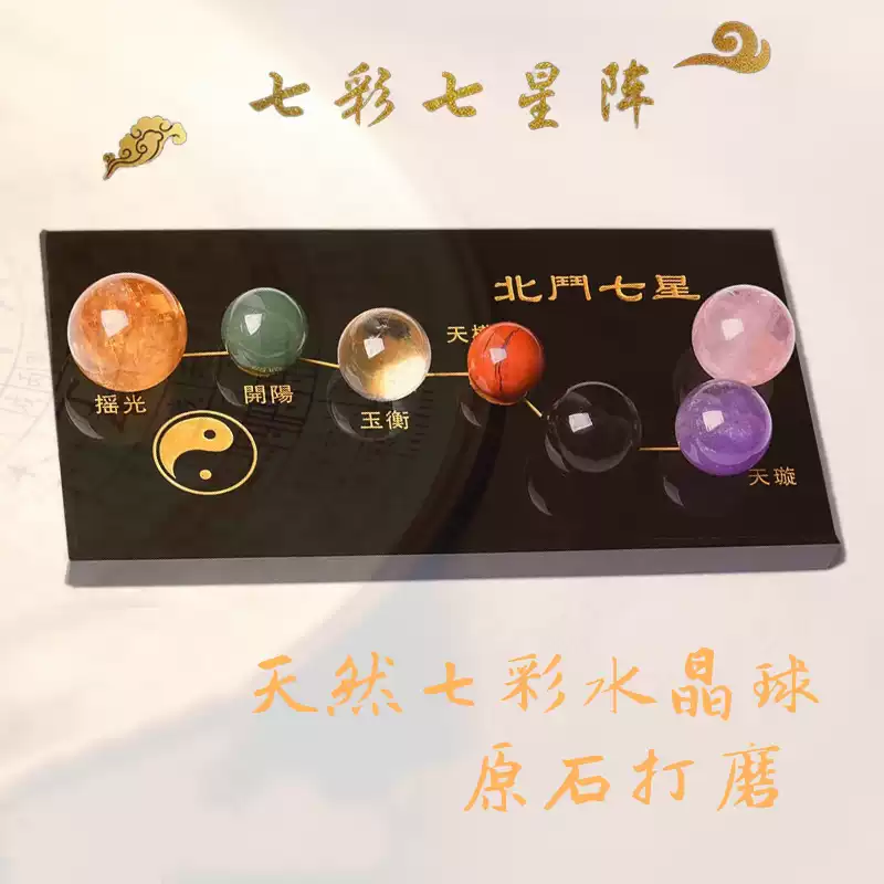 天然黑曜石七星陣水晶球大號擺件家居玄關風水裝飾品北鬥七星原石