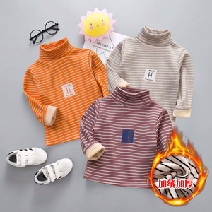 儿童半高领加绒加厚打底衫