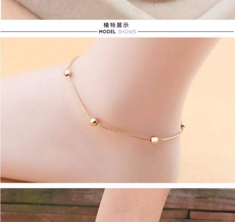 Titan vàng hồng chuyển hạt rắn xương xã hội nữ vòng chân nữ mẫu 2018 gợi cảm Hàn Quốc của chàng sinh viên giản dị Sen lắc chân nữ thủ công