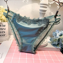 Teenage Girl Strap Hollowed-out Silk Slip Embroidered Embroidered In Low Waist Lace Sexy Pants Woman No Mark New Pant Triangle Pants