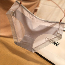 Sexy Lace Mesh Yarn Splicing Ice Silk Lady Girl Student No Mark Glue Triangle Pants Low Waist Bottom Briefs